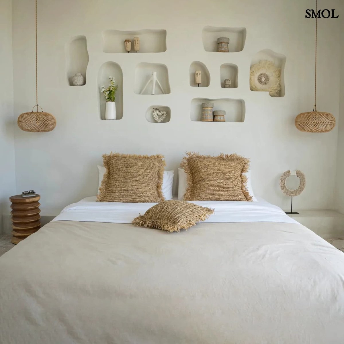 Lapos Gömb Alakú Rattan Lámpaernyő, 40 cm | WHOLLY - SMOL