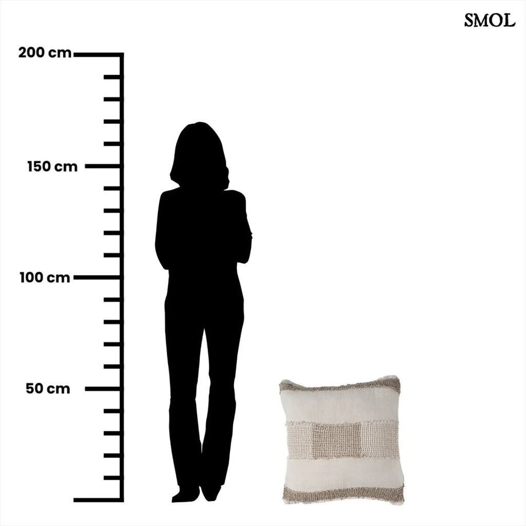 Len díszpárnahuzat – 50x50, fehér - natúr | LINEN THREADS - SMOL