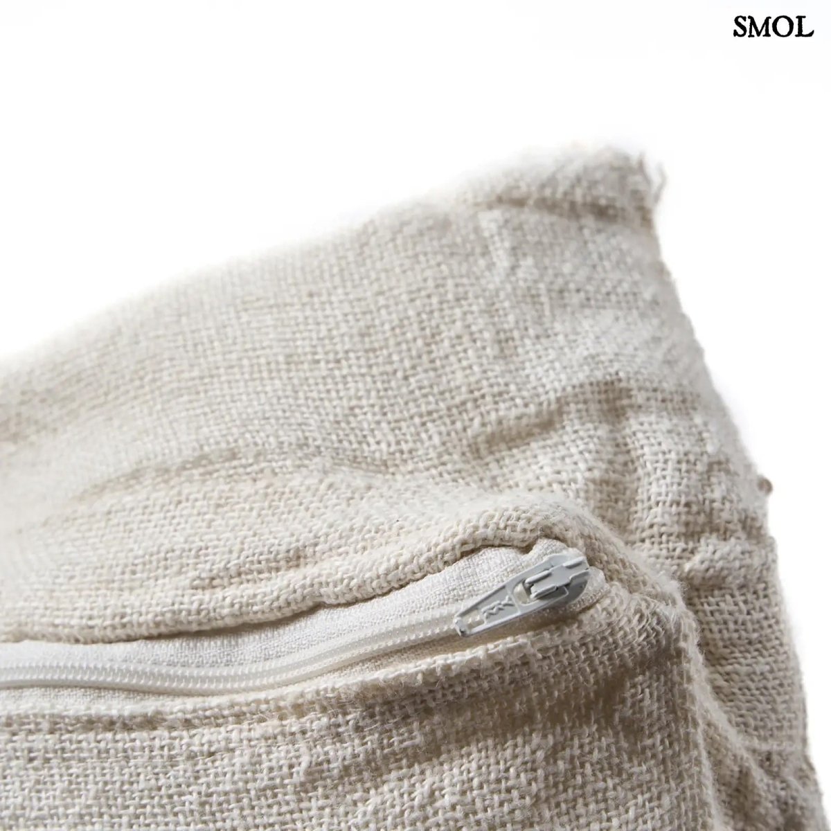 Len díszpárnahuzat – 50x50, fehér - natúr | LINEN THREADS - SMOL