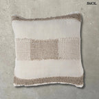 Len díszpárnahuzat – 50x50, fehér - natúr | LINEN THREADS - SMOL