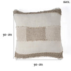 Len díszpárnahuzat – 50x50, fehér - natúr | LINEN THREADS - SMOL