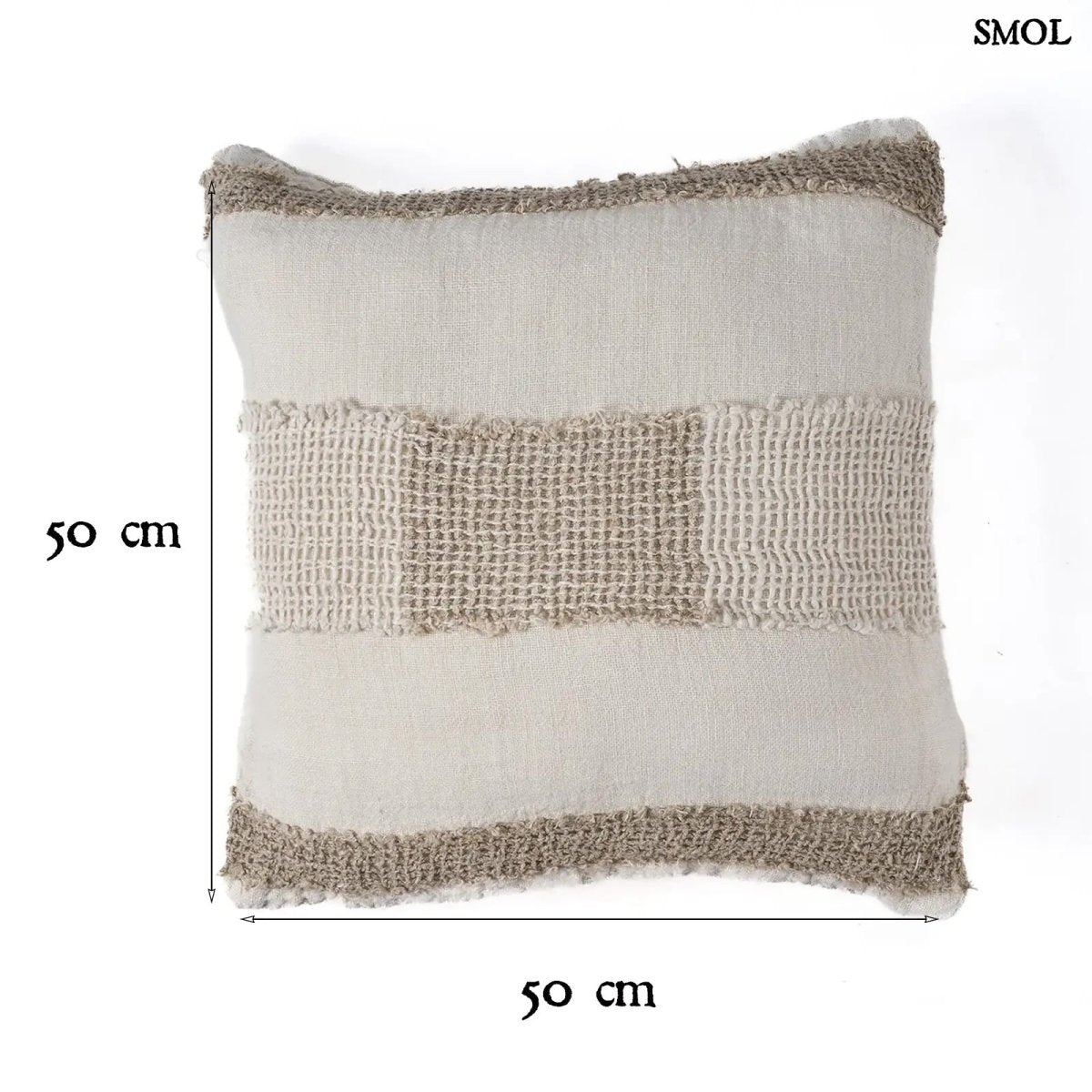 Len díszpárnahuzat – 50x50, fehér - natúr | LINEN THREADS - SMOL