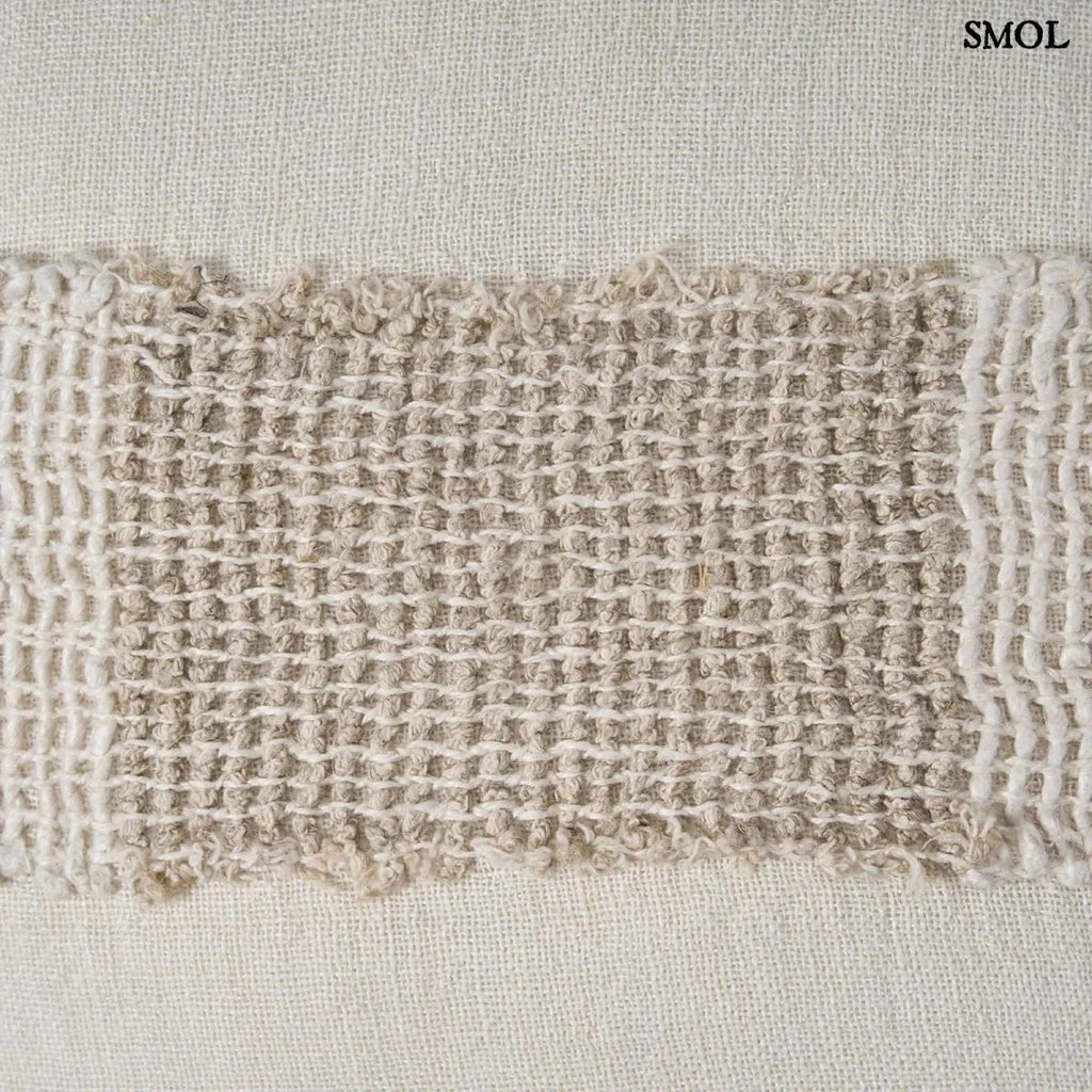 Len díszpárnahuzat – 50x50, fehér - natúr | LINEN THREADS - SMOL