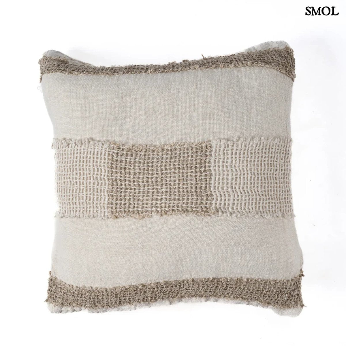 Len díszpárnahuzat – 50x50, fehér - natúr | LINEN THREADS - SMOL