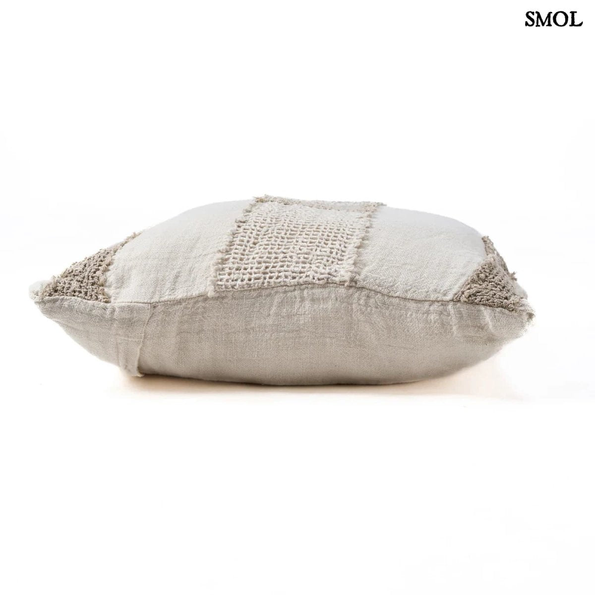 Len díszpárnahuzat – 50x50, fehér - natúr | LINEN THREADS - SMOL