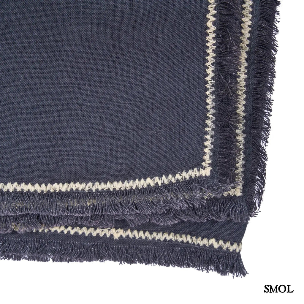 Lenvászon asztalterítő – fekete/natúr, 150x300 | TUSCANY | SMOL - szegély nagyítva