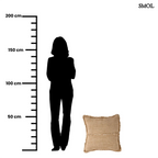 Natúr-barna lenvászon díszpárnahuzat. Rojtos szegéllyel és vízszintes díszítőcsíkkal, méretarányosan