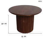 Beistelltisch – braunes, geripptes Mangoholz, 55 cm | BULLNOSE