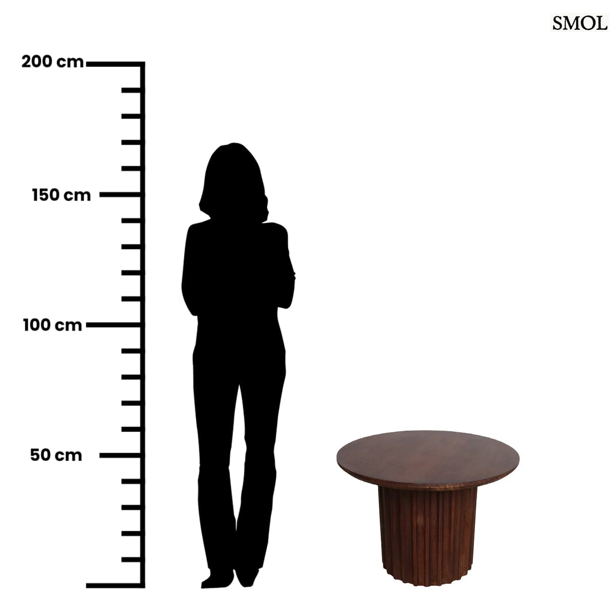 Beistelltisch – braunes, geripptes Mangoholz, 55 cm | BULLNOSE