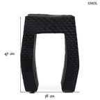 Montano fekete suar fa lerakóasztal és ülőke kézzel faragott rusztikus felülettel, méretekkel