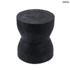 Kotoran fekete suar fa lerakóasztal és ülőke homokóra formájú, faragott textúrával, fehér háttérrel