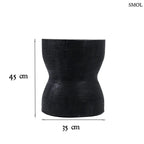 Kotoran fekete suar fa lerakóasztal és ülőke homokóra formájú, faragott textúrával, méretekkel