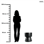 Minimalista designú, fekete suar fa ülőke és lerakóasztal, méretarányosan