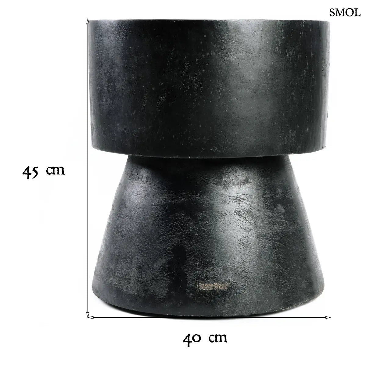 Minimalista designú, fekete suar fa ülőke és lerakóasztal, méretekkel