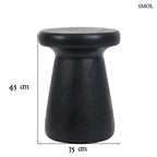 Fekete tömörfa lerakóasztal és ülőke minimalista designban, kézzel készített suar fából, méretekkel