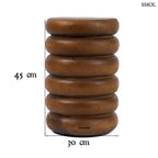 Kézzel faragott, spirális formájú suar fa ülőke és lerakóasztal natúr színben, organikus és modern belső terekhez, méretekkel