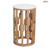Side table - White marble and mango wood side table | ACEH