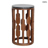 Side table - Black marble and mango wood side table | LAMPUNG
