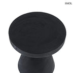 Modern, homokóra alakú fekete suar fa lerakóasztal minimalista stílusban, asztallap felülről