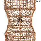 XXL méretű, kézzel font banánlevél függőlámpaernyő natúr barna színben, középső rész nagyítva