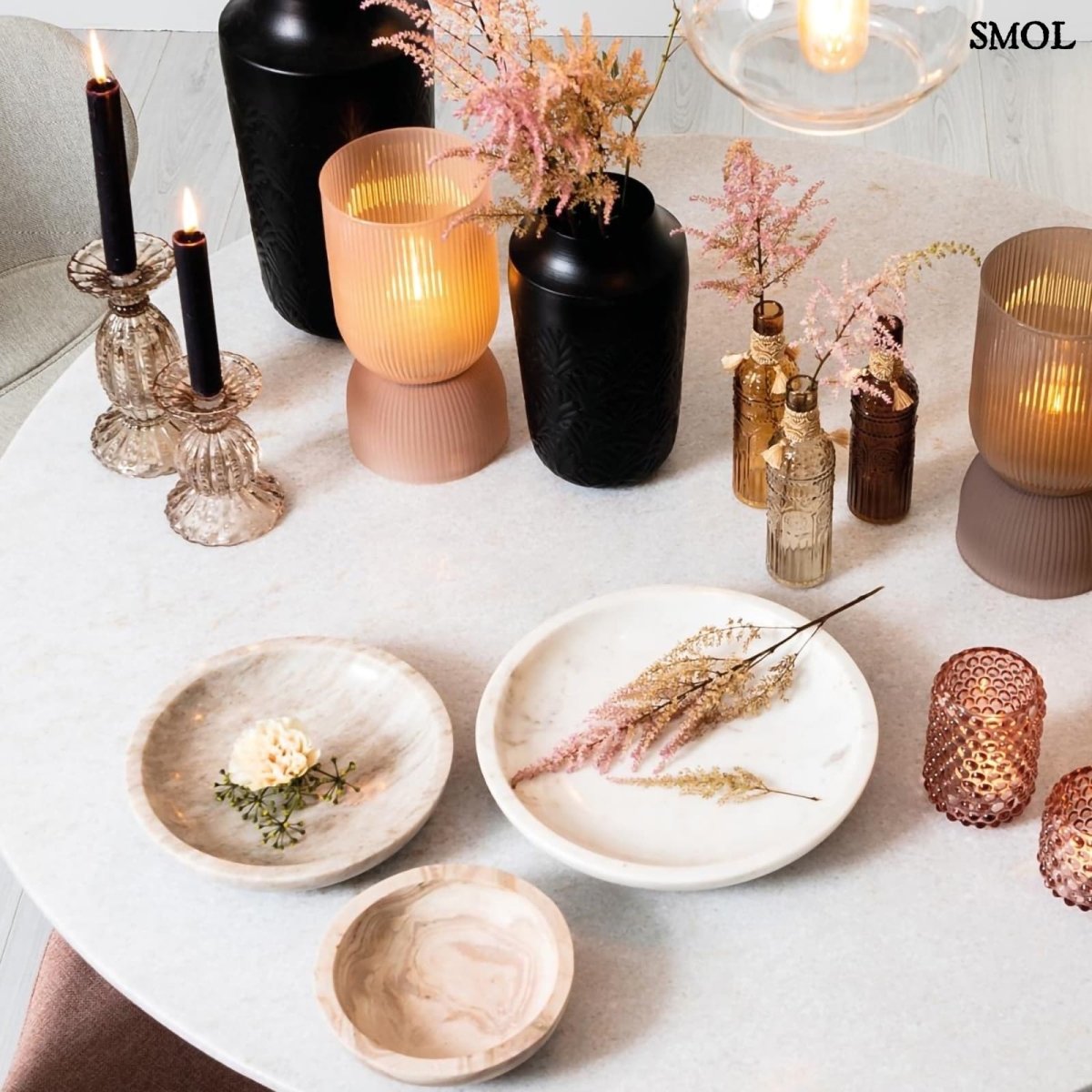 Dísztál - természetes szürke márvány, 24 cm | LEXI - smol.hu - aszalon, kiegészítőkkel