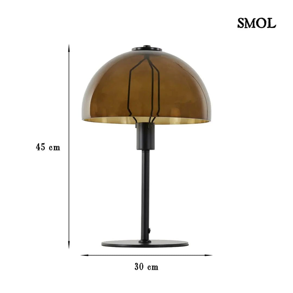Modern Üvegbúrás Asztali Lámpa – barna| MELBA | SMOL - méretekkel