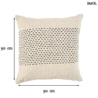 Natúr és fekete mintás pamut díszpárnahuzat 50x50 cm méretben - méretekkel