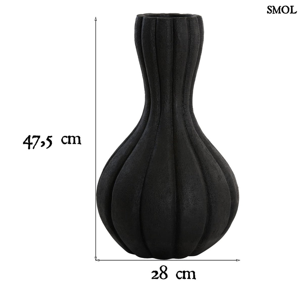 YUCCA, fekete, nagyméretű padlóváza, 47,5 cm - smol.hu - méretekkel