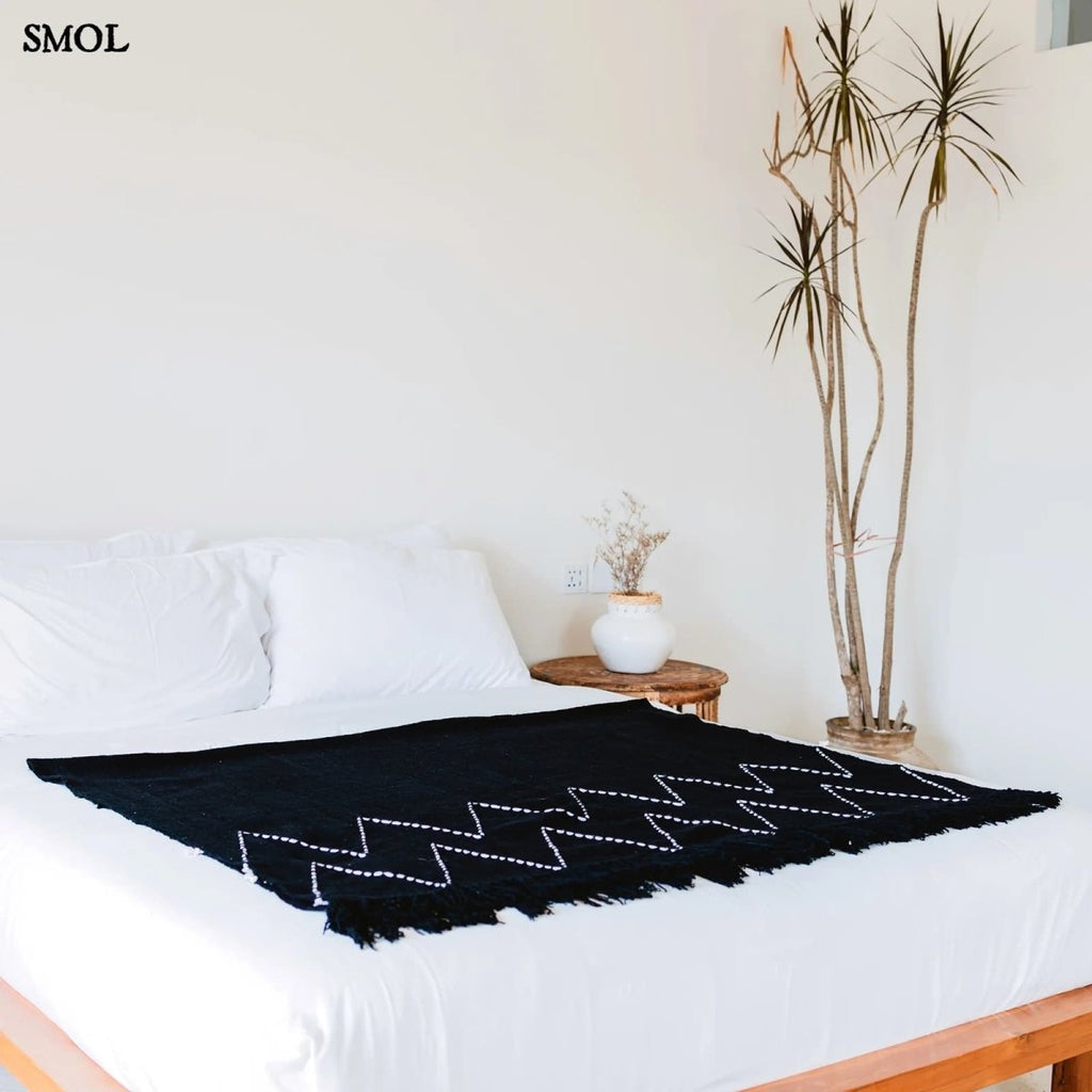 Pamut Ágytakaró, fekete, 140x200 | LINGGAH - SMOL