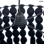 Fekete XL méretű pamut csillár kézzel szőtt bojtos díszítéssel és többszintes kialakítással, belülről, foglalattal