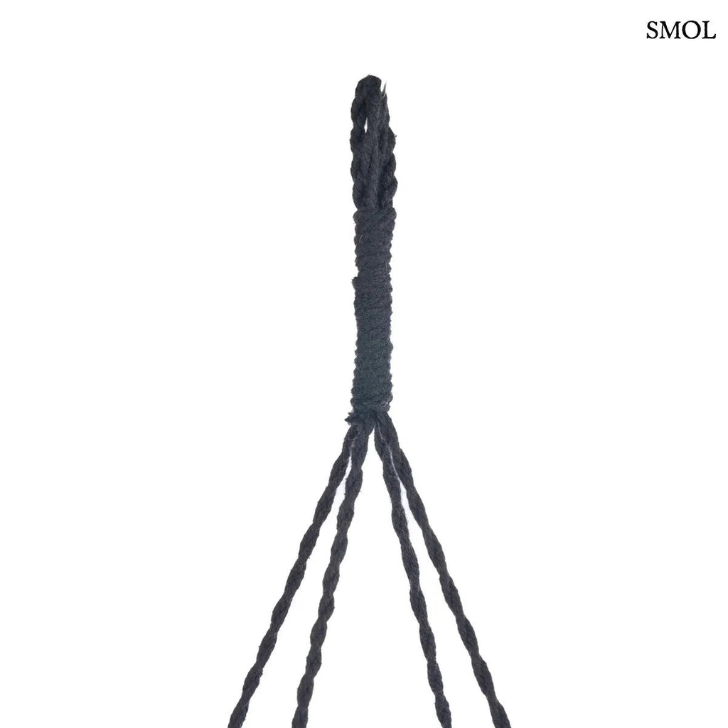 Fekete XL méretű pamut csillár kézzel szőtt bojtos díszítéssel és többszintes kialakítással, akasztó