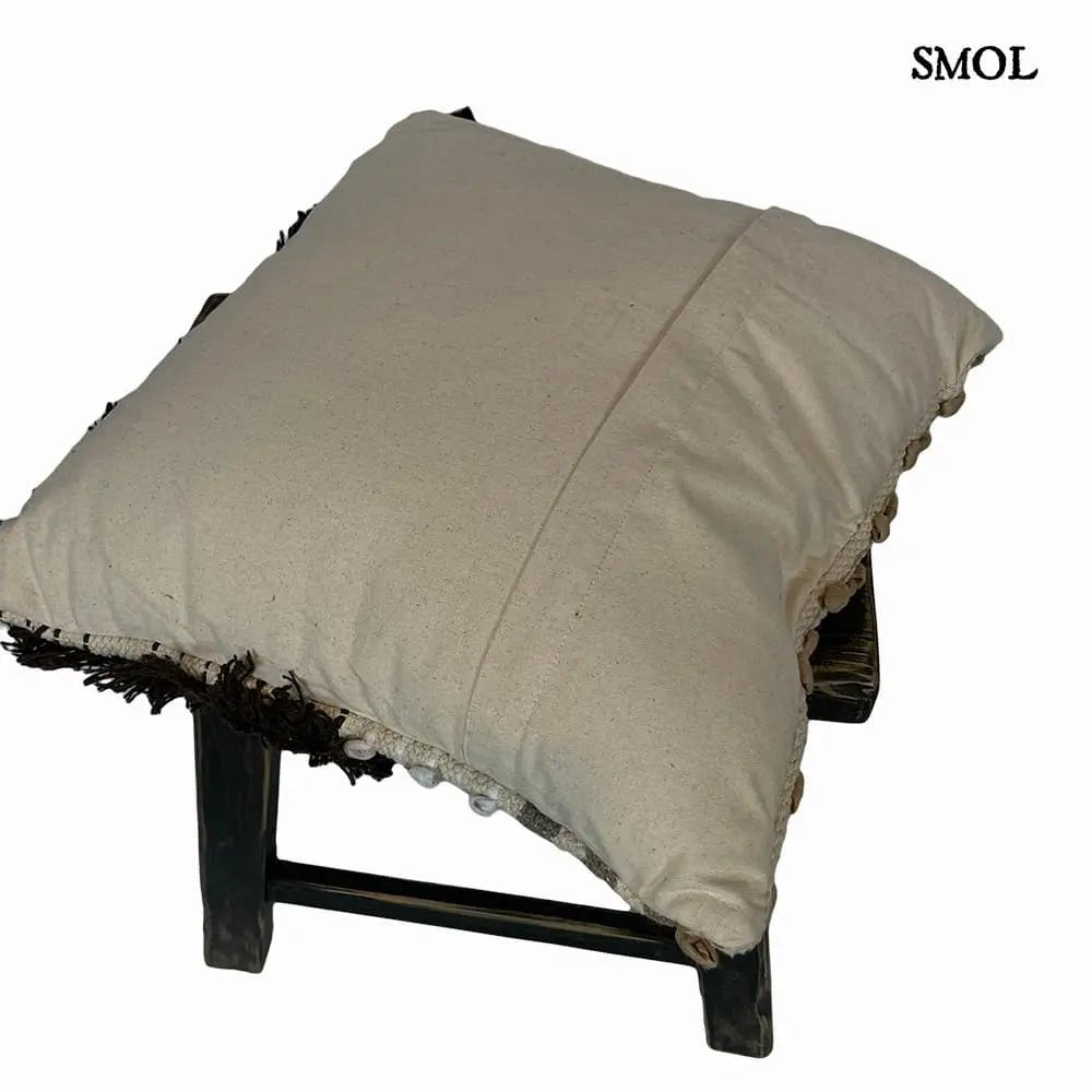 Pamut díszpárna – bézs-fekete, 45x45 | NISHA | SMOL - cipzárral