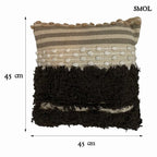 Pamut díszpárna – bézs-fekete, 45x45 | NISHA | SMOL - méretekkel