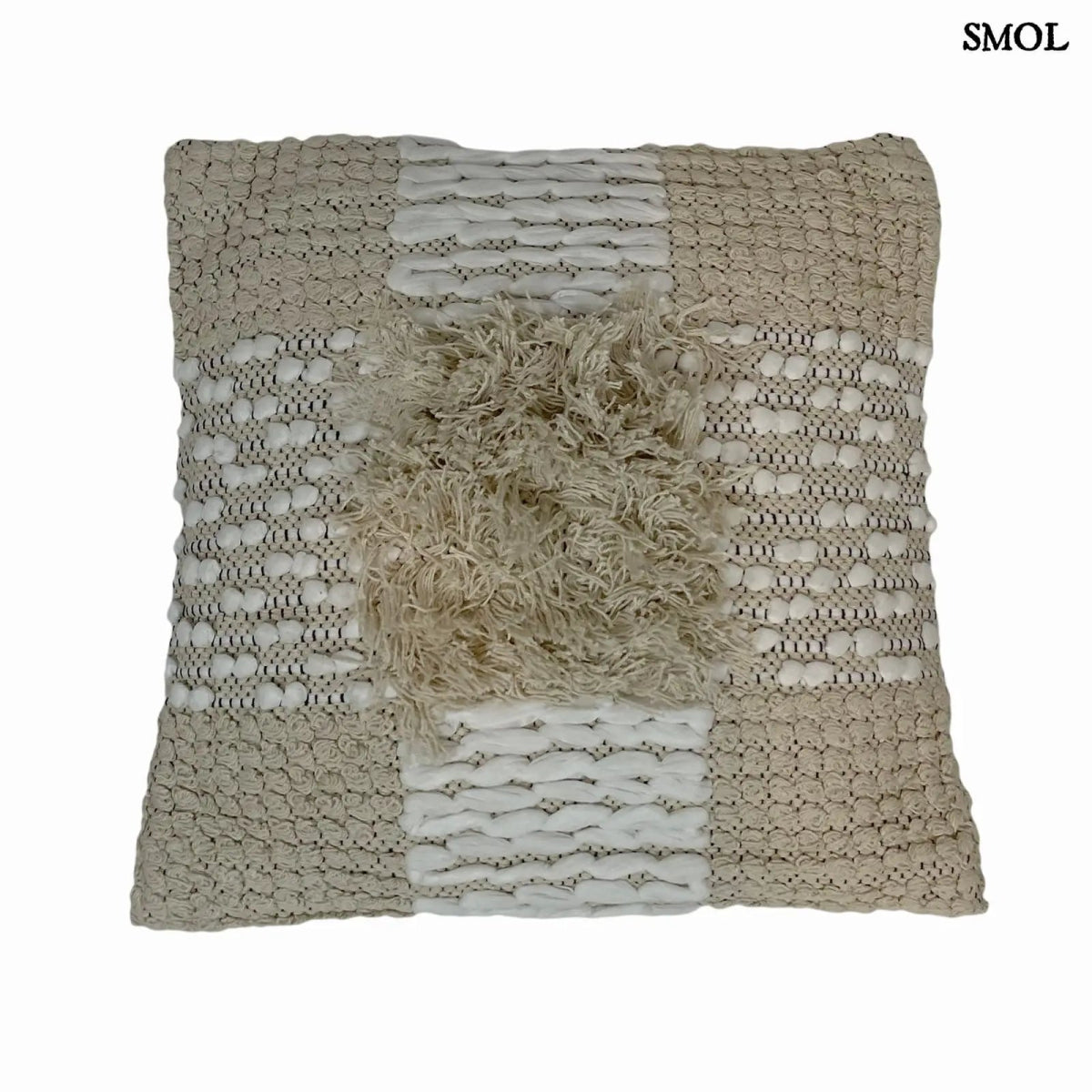 Pamut Díszpárna- fehér-natúr, 45x45 | POLA | SMOL - fehér háttérrel