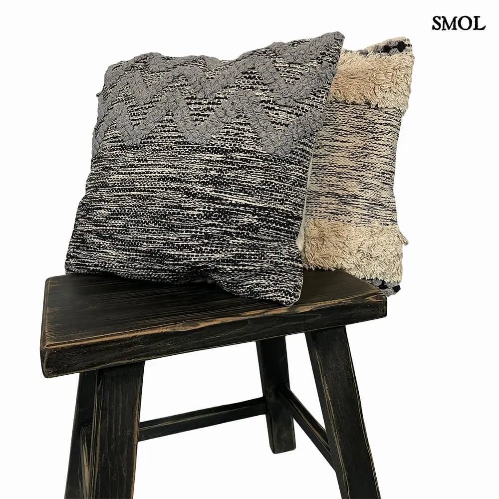 Pamut Díszpárna - fekete-szürke, 45x45 | LUTELU | SMOL - párnával
