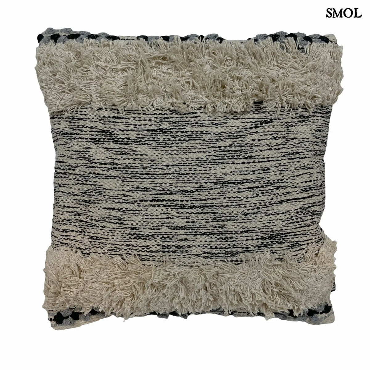 Pamut Díszpárna - szürke-natúr, 45x45 | MOIRA | SMOL - fehér háttérrel