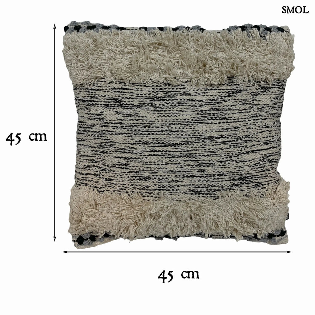 Pamut Díszpárna - szürke-natúr, 45x45 | MOIRA | SMOL - méretekkel