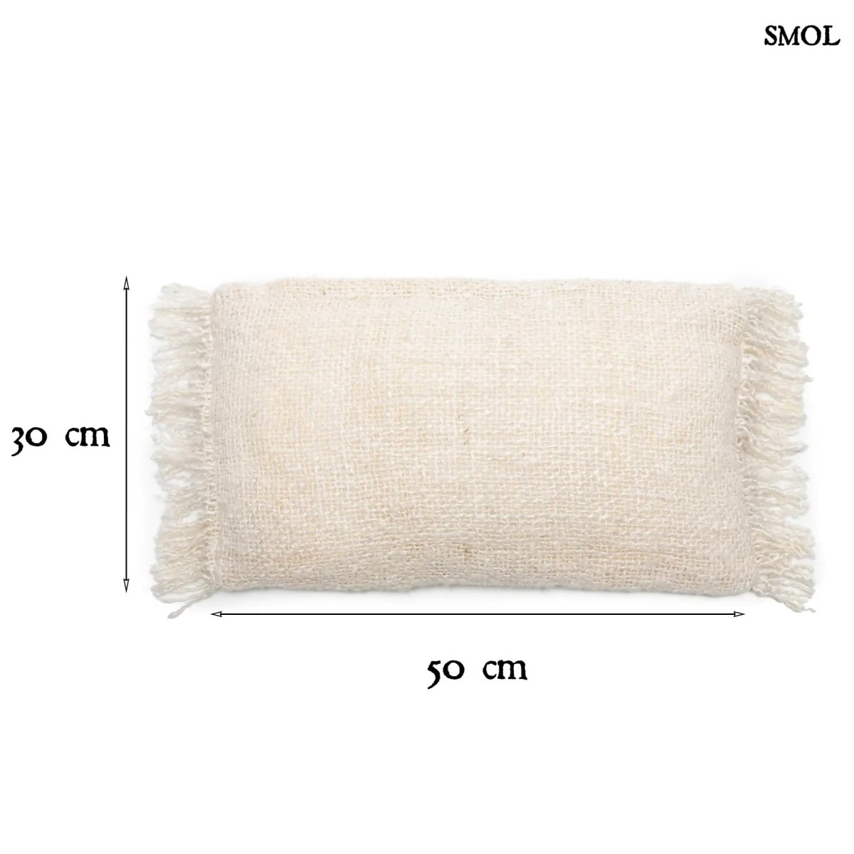 Krémszínű texturált díszpárnahuzat méretekkel