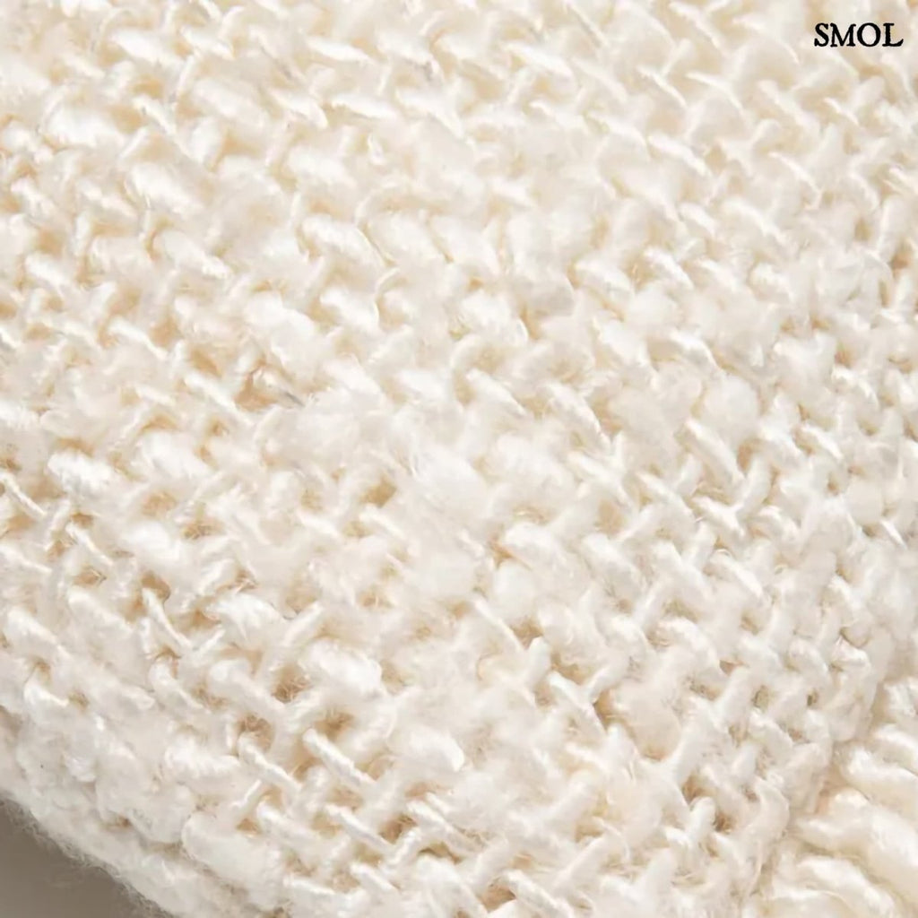 Krémszínű texturált díszpárnahuzat textúra nagyítva