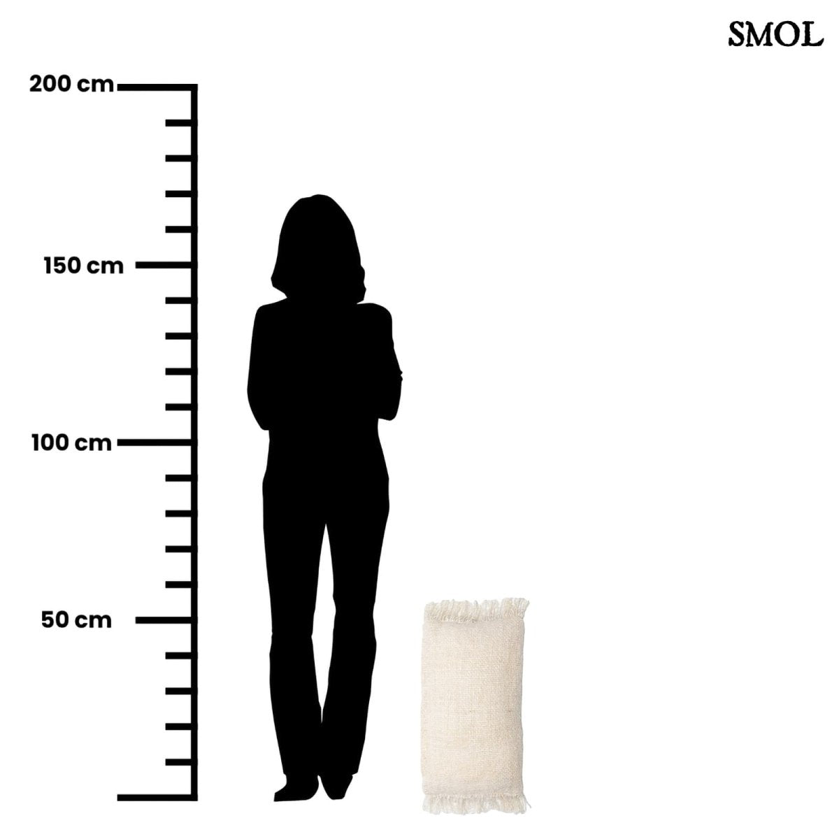 Krémszínű texturált díszpárnahuzat méretarányosan