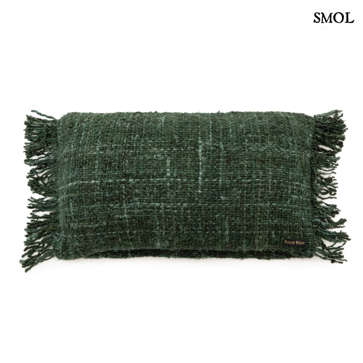 Zöld díszpárnahuzat fehér háttérrel