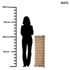 Bézs-fekete csíkos, rojtos díszpárnahuzat 100x35 cm méretben méretarányosan