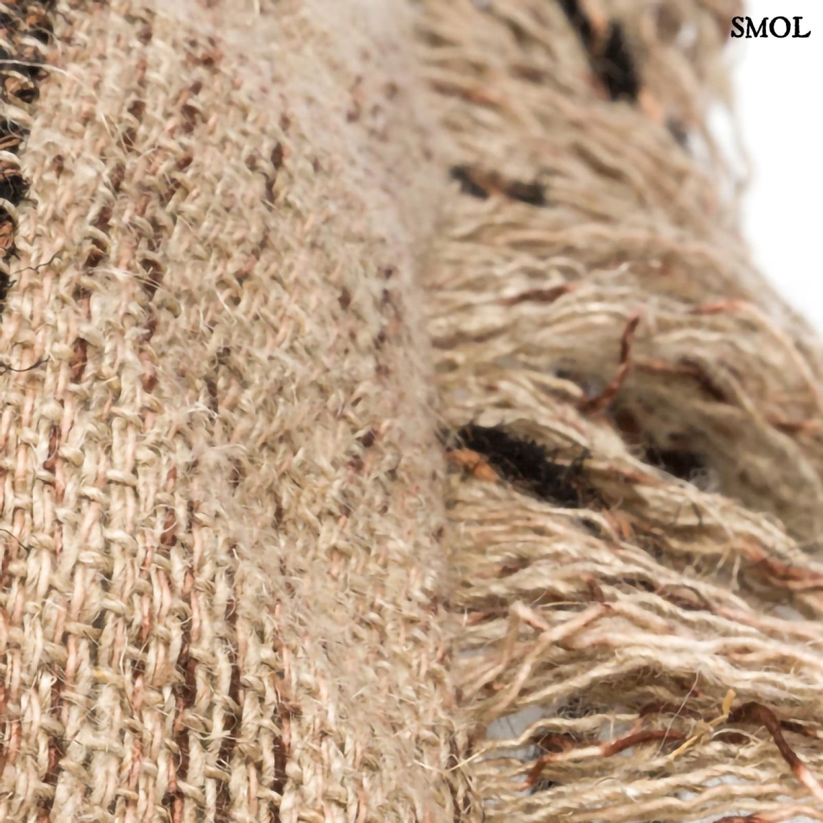 Bézs-fekete csíkos, rojtos díszpárnahuzat 100x35 cm méretben nagyítva