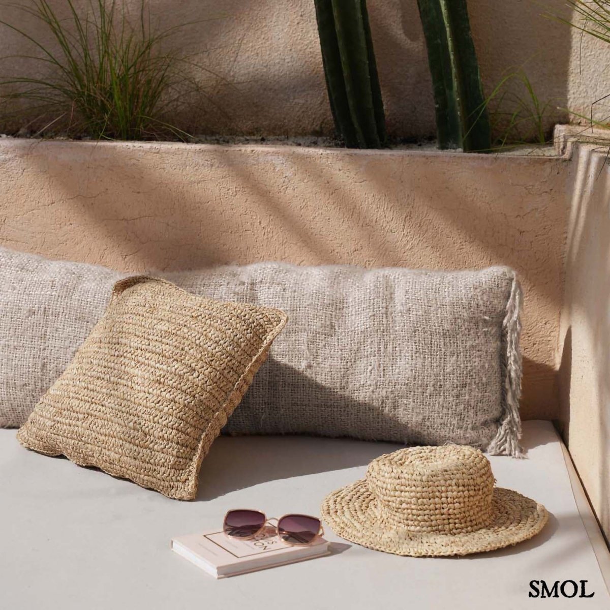 Natúr pamut díszpárnahuzat 100x35 cm-es méretben kiegészítőkkel