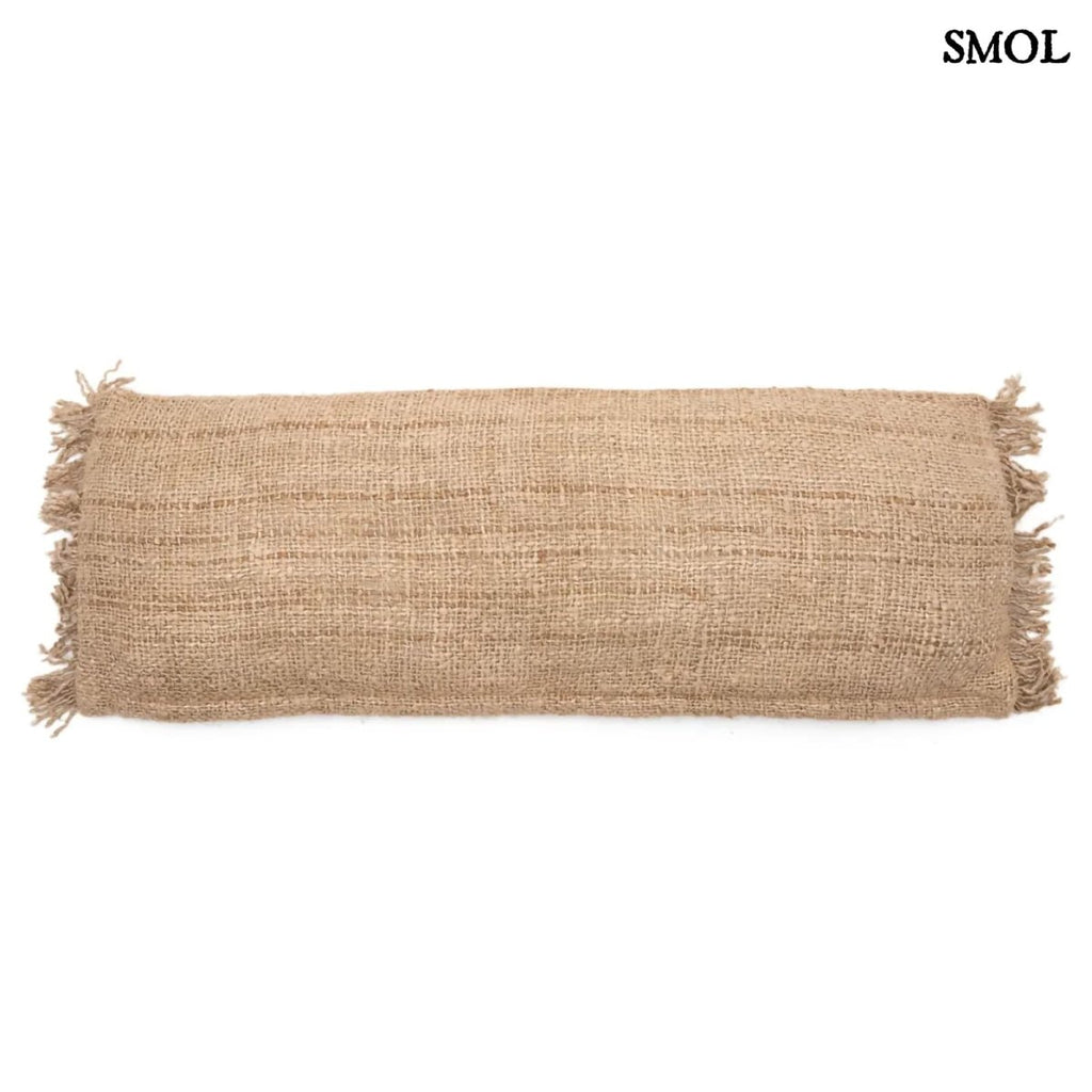 Natúr pamut díszpárnahuzat 100x35 cm-es méretben fehér háttérrel