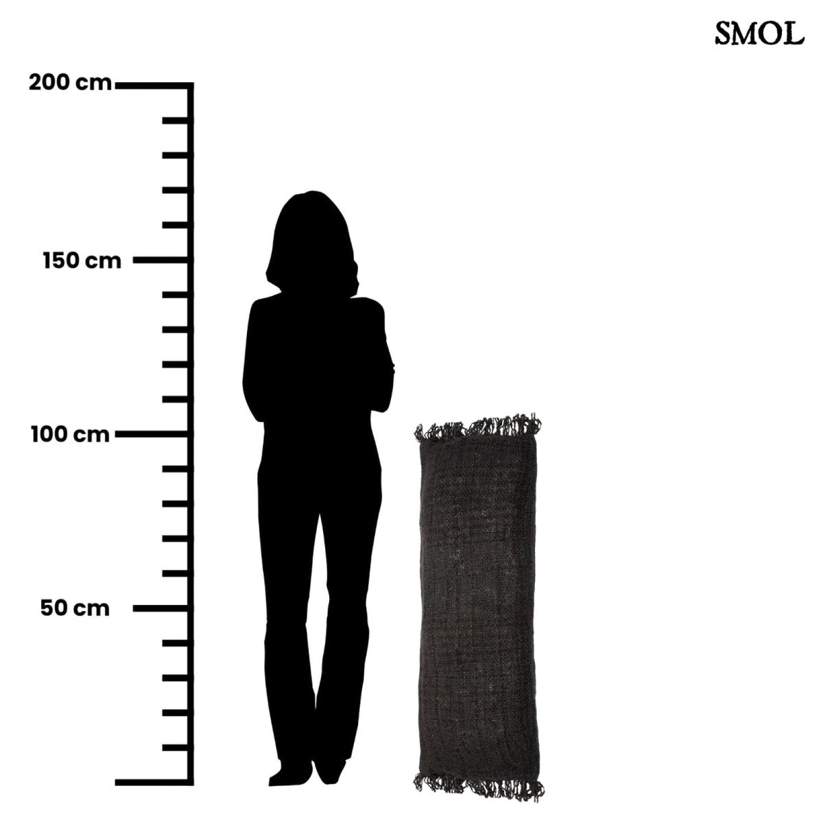 Fekete, rojtos szélű díszpárnahuzat méretarányosan