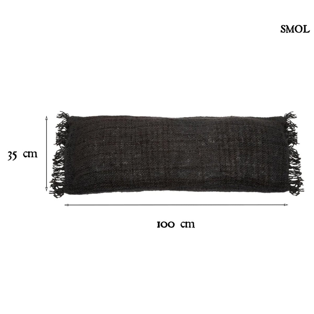 Fekete, rojtos szélű díszpárnahuzat méretekkel