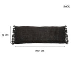 Fekete, rojtos szélű díszpárnahuzat méretekkel