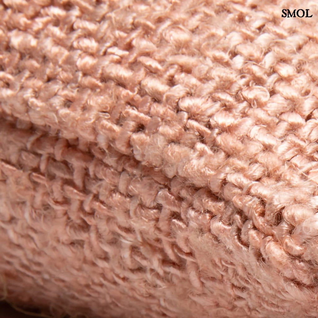 Lazacszínű díszpárnahuzat bojtokkal textúra nagyítva