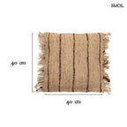 Bézs és fekete csíkos díszpárnahuzat rojtokkal méretekkel